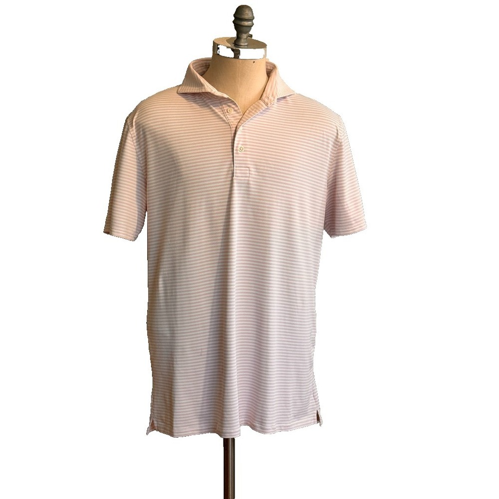 G/Fore Shirt Mens XL Pink White Stripe Button Up Golf Collared Polo